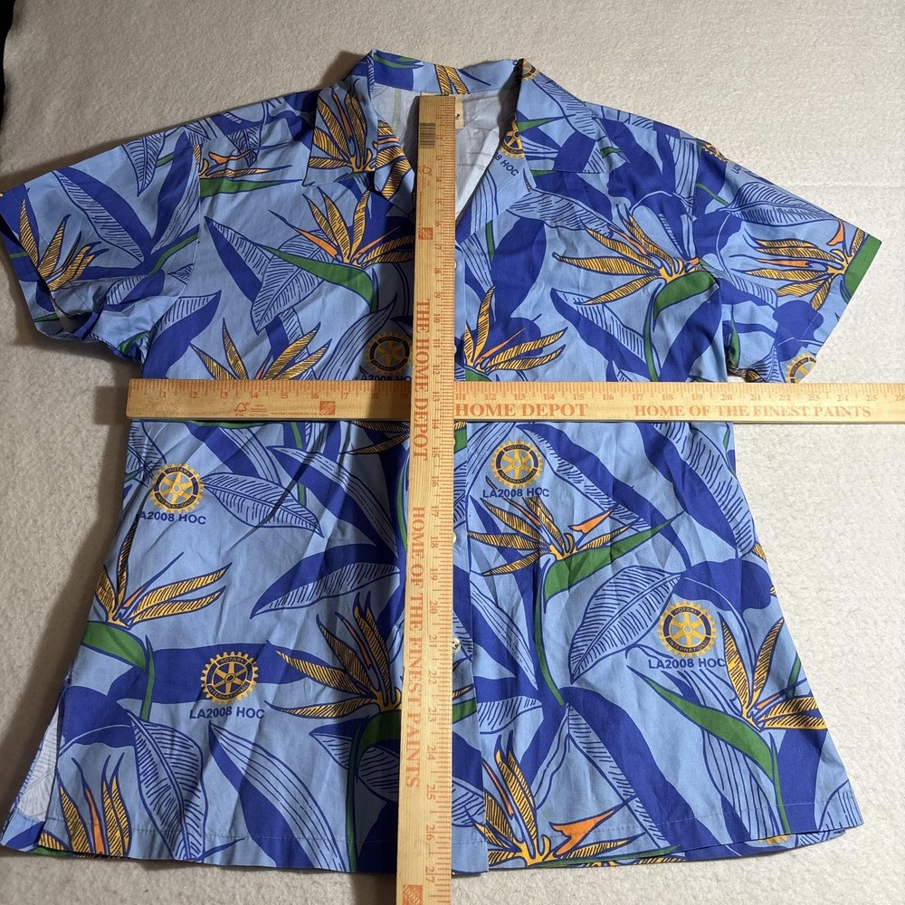 Tori Richard Shirt Womens Large Blue Floral Hawaiian Rotary LA2008 HOC Button Up - Picture 4 of 7